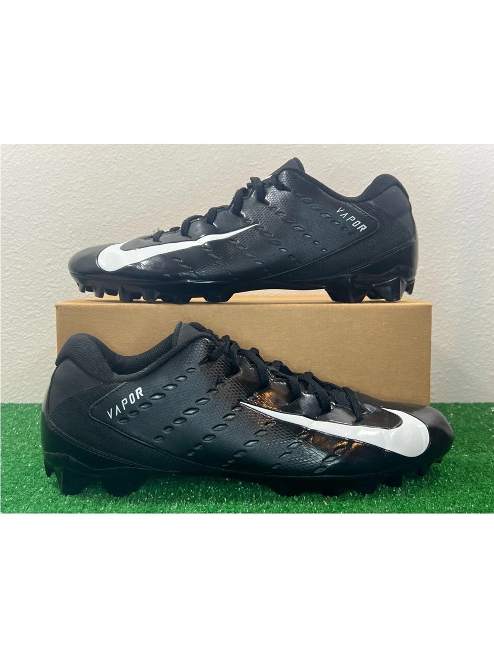Nike Vapor Men's Black with White Swoosh Football Cleats